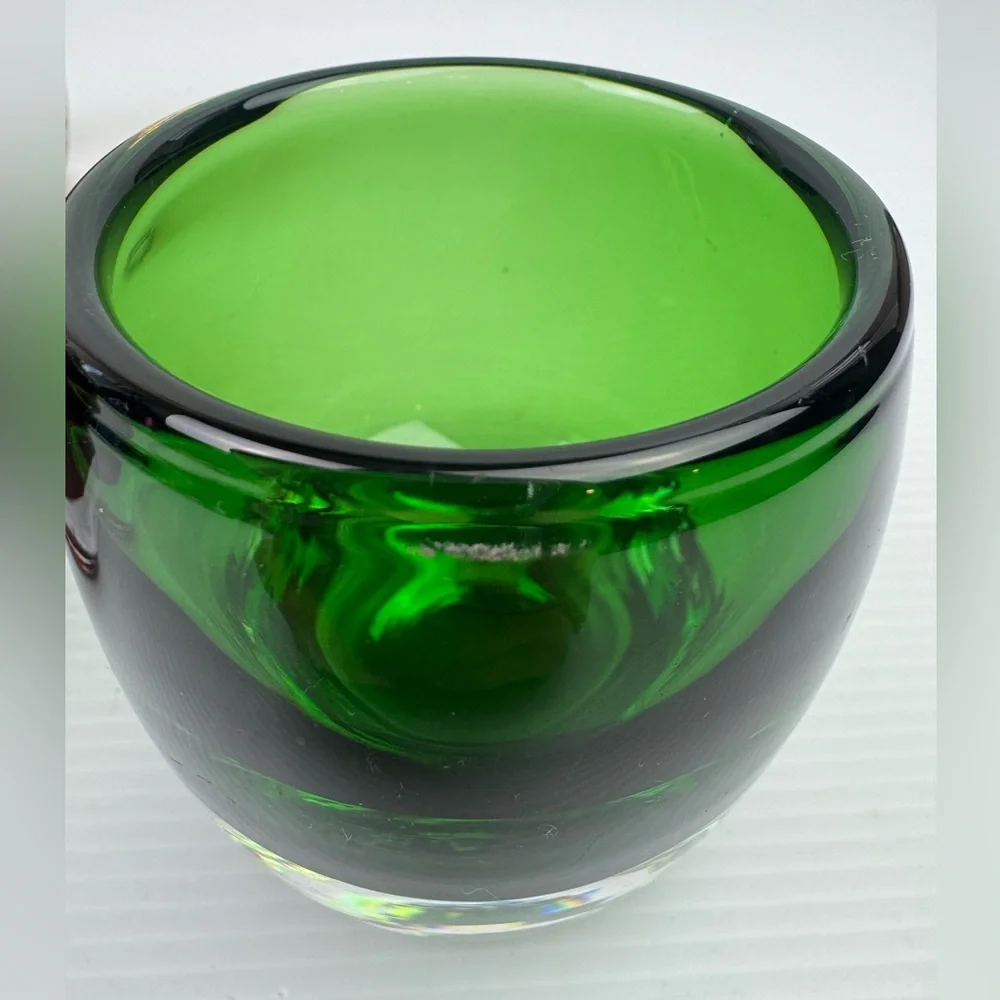 Lot Of 4 Crate & Barrel Diva Hand Blown Glass Votive Candle Holders Heavy Poland